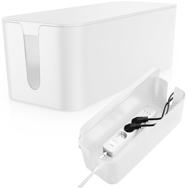 Alogy Cable Organizer Storage Box L 40cm Organizer biurkowy pojemnik pudełko na kable listwy Biały