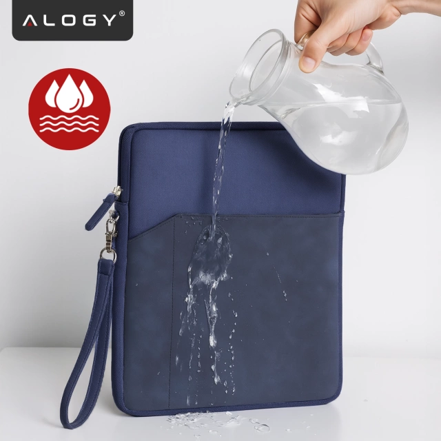 Torba Wsuwka Uniwersalna na tablet laptop 12–13" z Smyczką i Kieszonką, Ochronna, Wodoodporna, Miękkie Wnętrze Alogy SleeveBag™ – Etui do MacBook, iPad, Samsung, Lenovo, Xiaomi, Granatowy