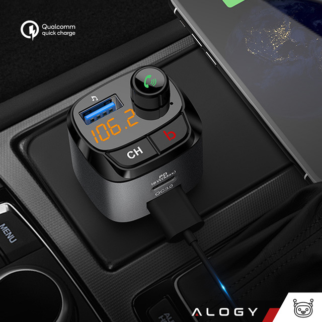 Alogy Transmiter samochodowy Bluetooth odtwarzacz MP3 nadajnik FM