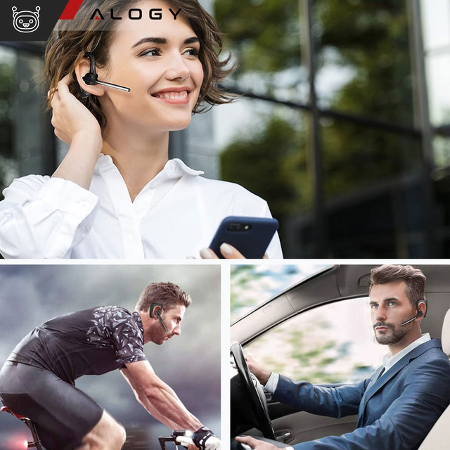 Alogy Słuchawka bezprzewodowa z mikrofonem Bluetooth 5.1 CVC8.0 douszna