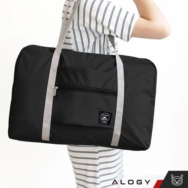 Torba podróżna sportowa na ramię męska damska na siłownie treningowa bagaż podręczny 45x30 materiałowa Alogy Sport Czarna