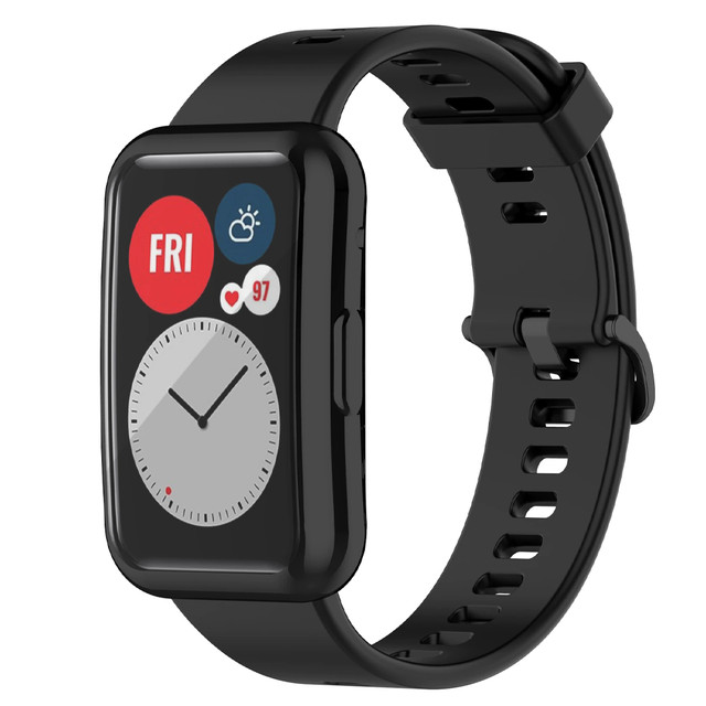 Alogy Etui silikonowe TPU na zegarek z folią ochronną do Huawei Watch Fit Czarne