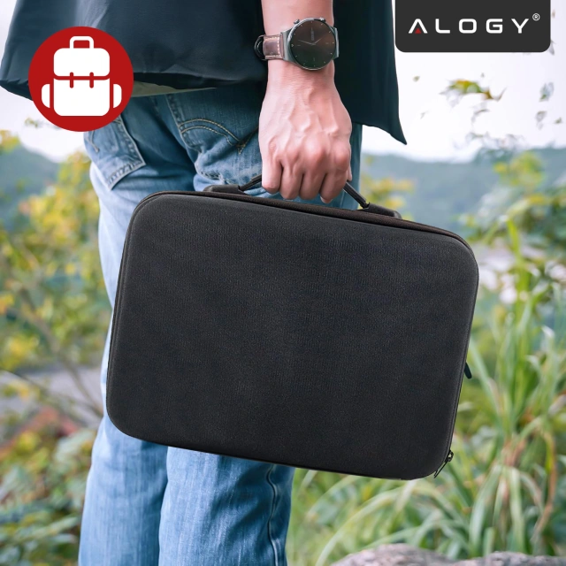 Alogy Hard Case Pokrowiec sztywny kuferek walizka etui do drona DJI Mini 4 Pro / DJI Mini 3 Pro / Mini 3 twarde z paskiem Czarny