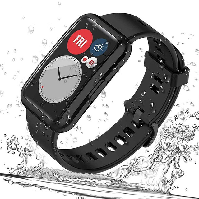 Alogy Etui silikonowe TPU na zegarek z folią ochronną do Huawei Watch Fit Czarne