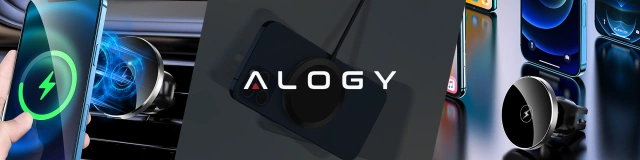 Alogy Uchwyt do samochodu 2w1 z ładowarką Qi Airvent MagSafe Charger do MagSafe 15W do kratki samochodowy Czarny
