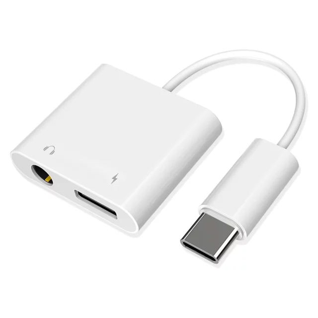 Adapter USB-C do Mini Jack 3.5mm i USB-C Kabel AUX Alogy do Apple iPhone USB-C Biały