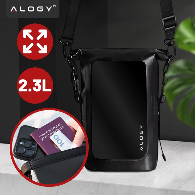Alogy Sakwa Etui wodoodporne na telefon duża torba worek Case Waterproof Czarne