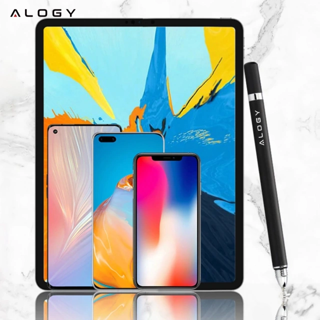Alogy Rysik dotykowy 2w1 do ekranu telefonu tabletu z długopisem pojemnościowy Czarny