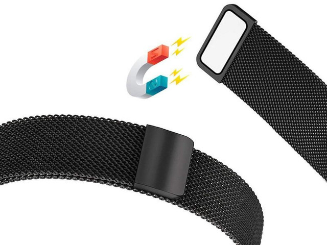 Bransoleta Milanese pasek Alogy stal nierdzewna do smartwatcha 22mm Czarny
