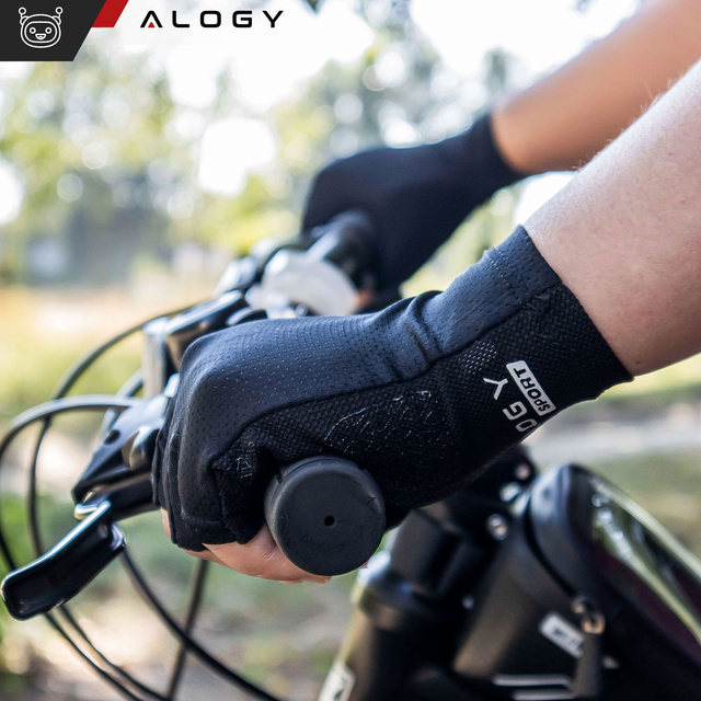 Alogy Rękawiczki rowerowe L krótkie bez palców męskie damskie Unisex sportowe na rower na MTB Gravel Kross Czarne