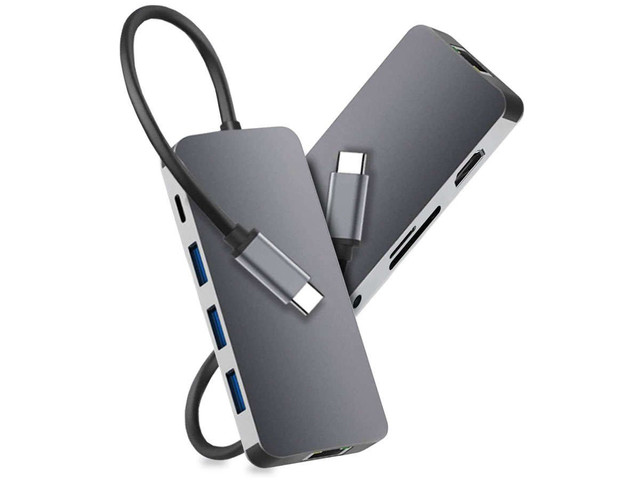 Alogy Adapter HUB 9w1 przejściówka HDMI RJ45 USB-C PD 3xUSB AV SD/TF