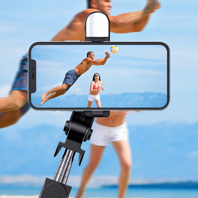 Alogy Uchwyt Bezprzewodowy Selfie Stick Bluetooth składany Tripod Mini statyw do telefonu z lampką LED