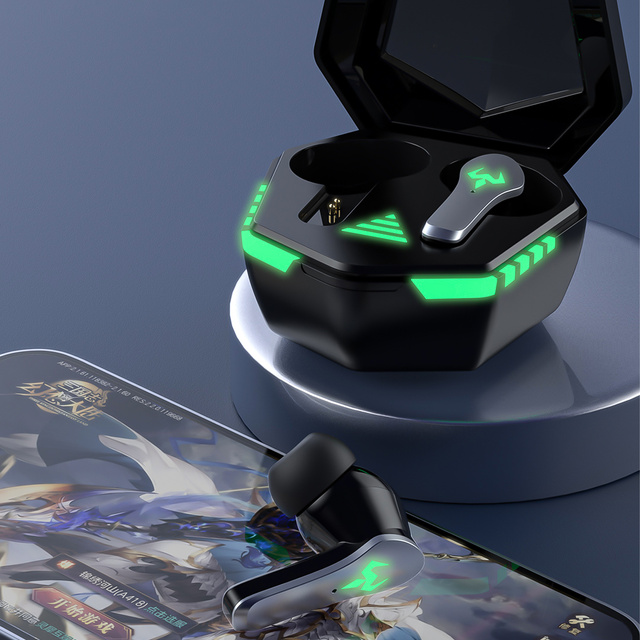 Alogy Słuchawki bezprzewodowe Bluetooth 5.2 TWS 9D EarPhones z stacją dokującą z mikrofonem PowerBank dla graczy Czarne