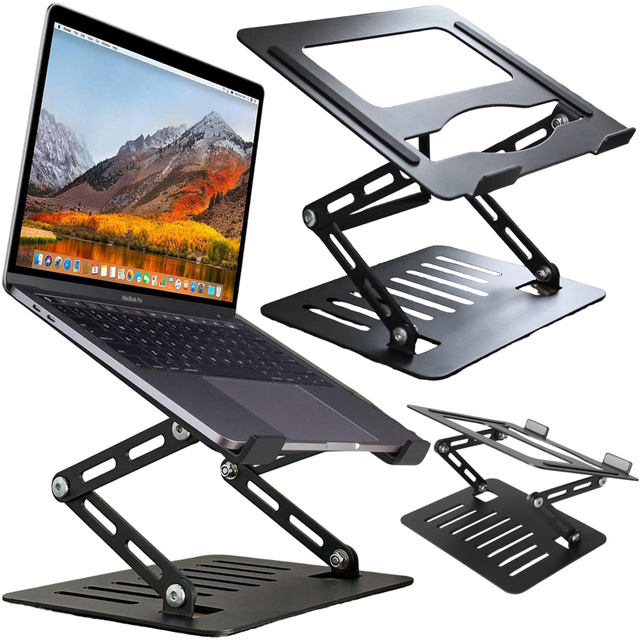 Alogy Uchwyt na laptop Macbook tablet 17" stojak podstawka składany regulowany aluminiowy na biurko 25 x 21.5cm Grafitowy