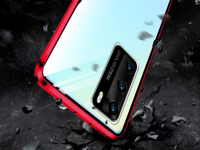 Etui na telefon magnetyczne Dr.Fit szklane do Huawei P40  Czerwone