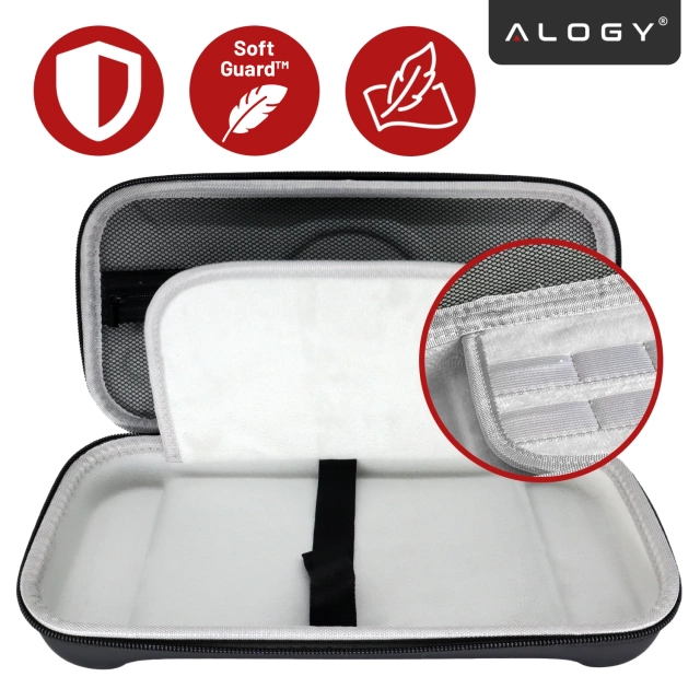 Pokrowiec Torba Ochronna do Nintendo Switch 2 2025 Twarde Etui , Wodoodporna, Lekka, z Tłoczonym Wzorem, Alogy HardFoamBag™ – Czarna