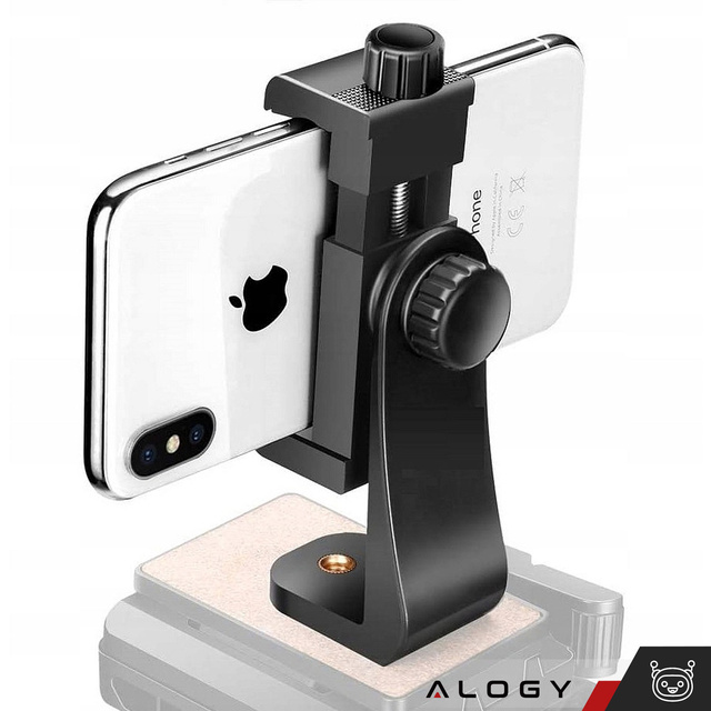 Alogy Uchwyt mocowanie adapter 360 na telefon do statywu selfie stick 1/4 czarny