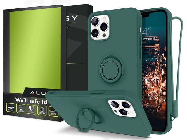 Alogy Etui silikonowe na telefon Ring Ultra Slim do iPhone 12 Pro Max 6.7 Zielone
