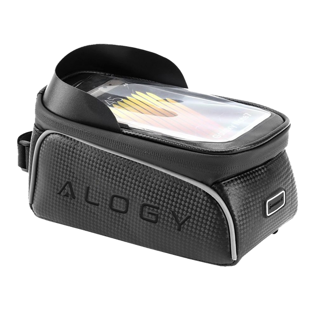 Alogy Sakwa 2L Torba rowerowa na rower uchwyt na telefon do 6.7" na ramę Czarna