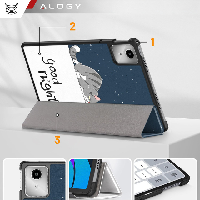 Etui do Lenovo Tab K11 / K11E 11” M11 10.95" TB330FU / TB330XU / TB331FC obudowa na tablet Case Alogy Book Cover Sleeping Cat + Rysik