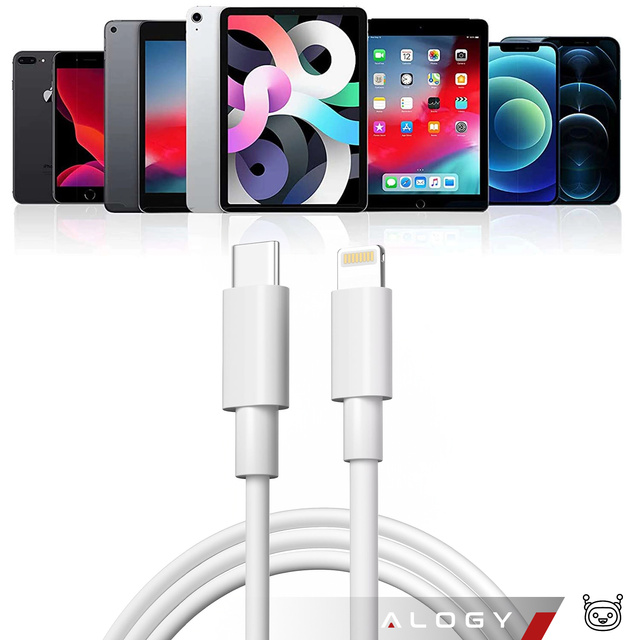 Kabel 1m Alogy Fast Charging Cable USB-C do Lightning do ładowania 20W White 