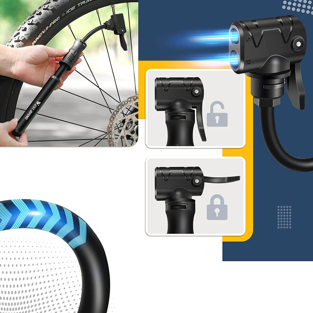 Pompka rowerowa ręczna aluminiowa Alogy Mini Bike Pump 100psi z uchwytem Czarna