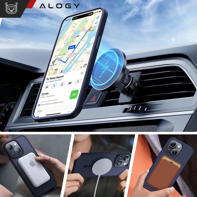 Alogy Etui ochronne do iPhone 15 Plus Ring Case obudowa na telefon do MagSafe Granatowe