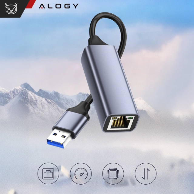 Przejściówka USB do Ethernet Adapter Alogy karta sieciowa LAN RJ45 GIGABIT 1000MBPS Czarna