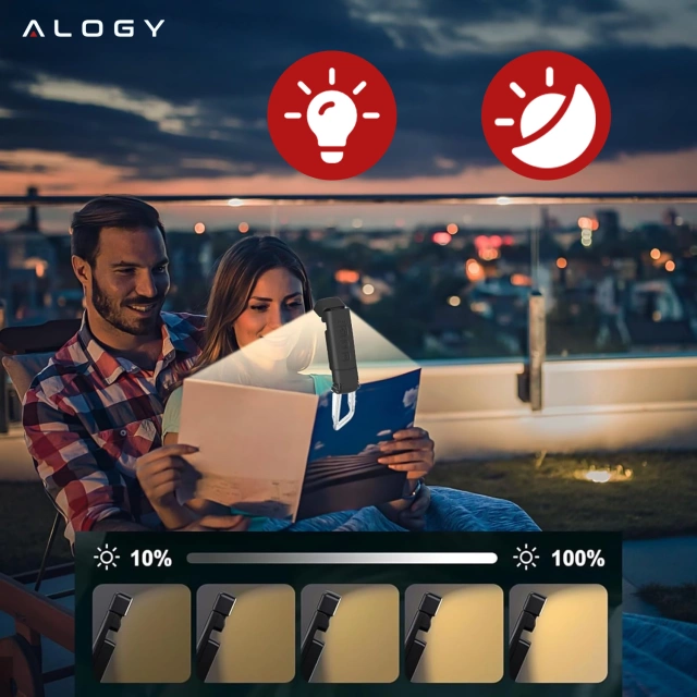 Lampka LED do czytania Alogy Clip Lamp Lampa z klipsem do książki ładowana Czarna