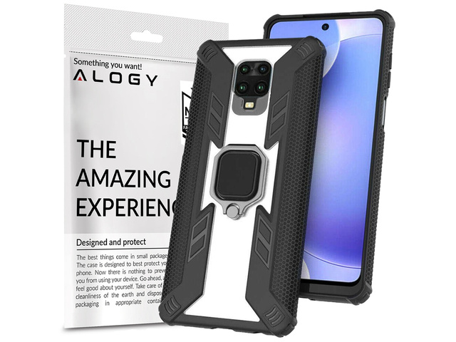 Alogy Pancerne etui Ring Carbon Holder do Xiaomi Redmi Note 9S/ Pro/ Max