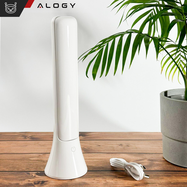 Alogy Lampka LED nocna biurkowa 2w1 Lampa i Latarka 3 tryby Bezprzewodowa Regulacja światła Biała