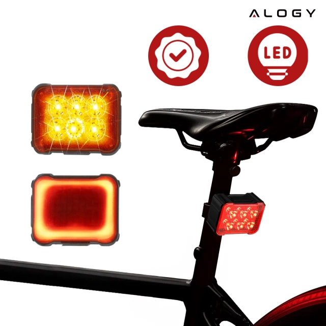 Lampka rowerowa LED Alogy SafeRide™ Lights Latarka na rower wodoodporne światło światełko na przód i tył przednia tylna 2 sztuki