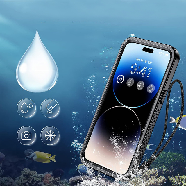 Alogy Etui do iPhone 14 Pro wodoodporne pancerne 360 Case Hybrid ochrona aparatu obiektywów IP68 Waterproof czarne