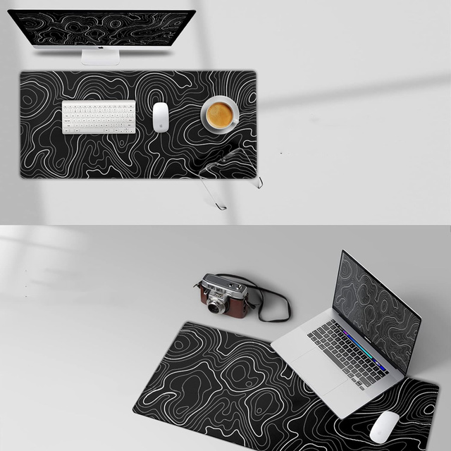 Alogy Podkładka na biurko pod myszkę mysz klawiaturę Mata ochronna antypoślizgowa gamingowa XL 80x40 cm Czarna Line Texture