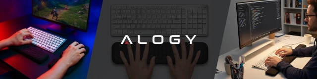 Podkładka pod Nadgarstki z Pianką Memory Foam, Ergonomiczny Zestaw do Klawiatury i Myszki, Antypoślizgowa i Oddychająca, Alogy ErgoSupport™ – Czarna