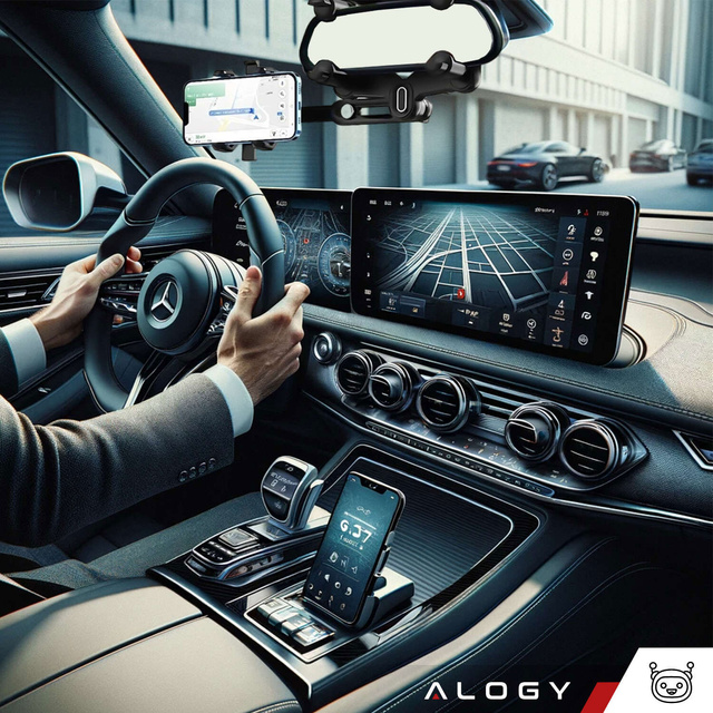 Alogy Uchwyt samochodowy Mirror Car Holder do telefonu na lusterko wsteczne Czarny