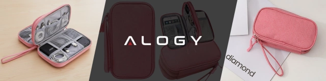 Etui Podróżne na Akcesoria, Organizer na Kable, Ładowarki, Telefon i Powerbank, Wielofunkcyjne i Kompaktowe 21 x 12,5 x 5 cm, Alogy TravelPack™ – Różowe
