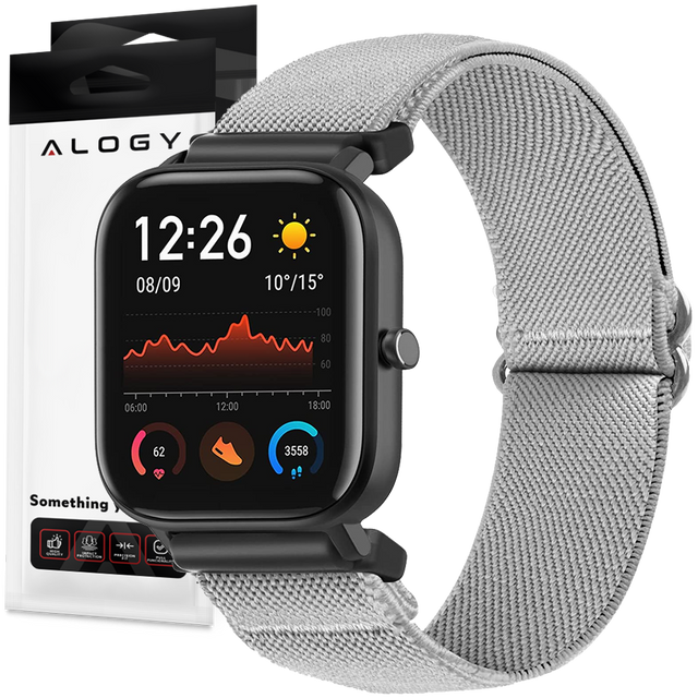 Alogy Nylon opaska do zegarka Smartwatcha Pasek elastyczny Uniwersalny nylonowy 22mm Szary