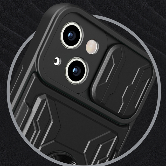 Alogy Camshield Stand Ring Wallet Etui pancerne z osłonką na aparat i miejscem na karty do Apple iPhone 14 czarne
