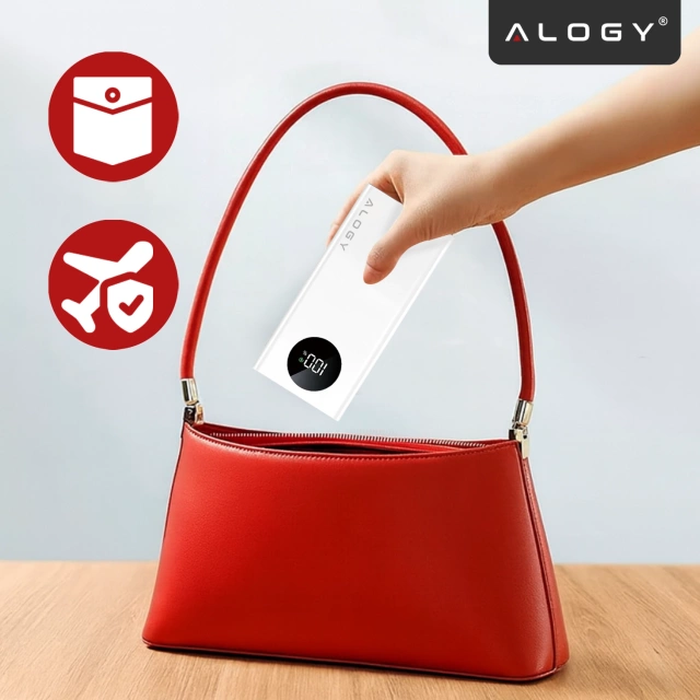 PowerBank 10000mAh z Technologią PD 120W, Szybkie Ładowanie PowerDelivery, Porty 2x USB-A i 1x USB-C, Wysoka Moc i Kompaktowy Design, Alogy TurboCharge™ – Biały