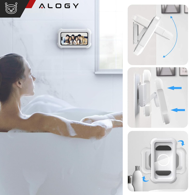 Alogy Waterproof Case Etui wodoodporne na telefon 4-7" pod prysznic Uchwyt futerał podstawka Białe
