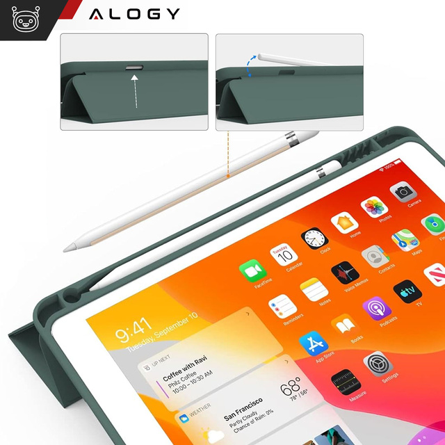 Alogy Etui na tablet Cheap Book Cover TPU + Pencil Space do Apple iPad 10.2 7/8/9Gen 2019/2020/2021 Zielone