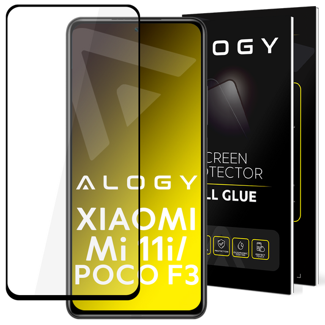 Alogy Szkło na ekran Full Glue case friendly do Xiaomi Poco F3 / Mi 11i Czarne