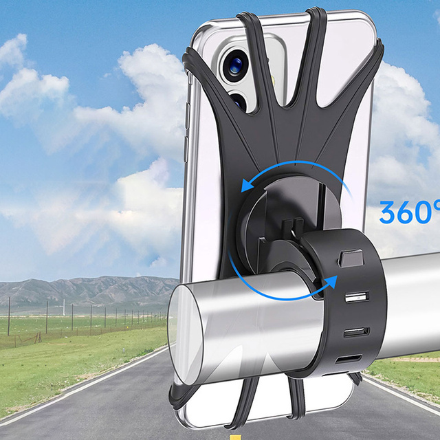 Alogy Uchwyt rowerowy Spider TPU Bike Holder do telefonu Silikonowy na rower motor hulajnoga quad Czarny