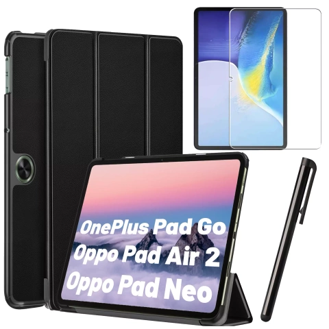 Etui + szkło do OnePlus Pad Go/Oppo Pad Air 2/Oppo Pad Neo 11.4" obudowa na tablet Case Alogy Book Czarny + Rysik Gratis