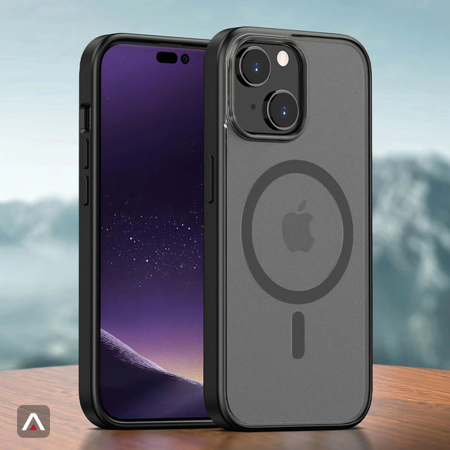 Alogy MagCase do MagSafe Etui matowe obudowa z pierścieniem magnetycznym do Apple iPhone 14 Czarne