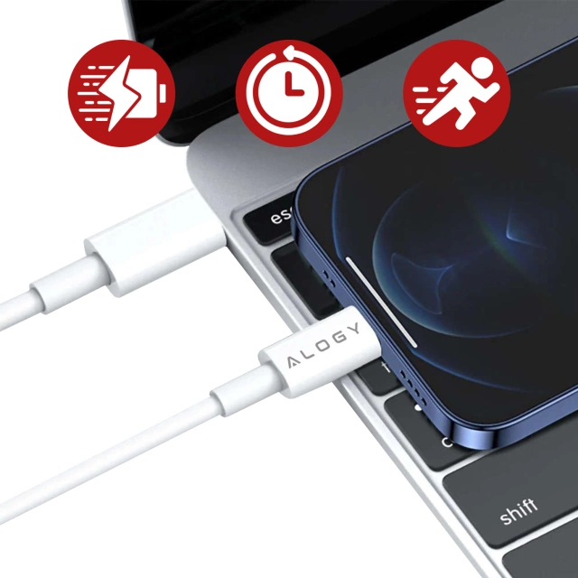 Alogy Ładowarka sieciowa szybka USB-C PD 20W + Kabel Lightning do iPhone 1m Biały