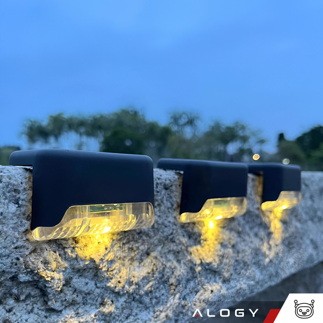 4x Lampa solarna ogrodowa LED na taras balkon schody balustradę z czujnikiem zmierzchu akumulator AAA zestaw 4 lampek