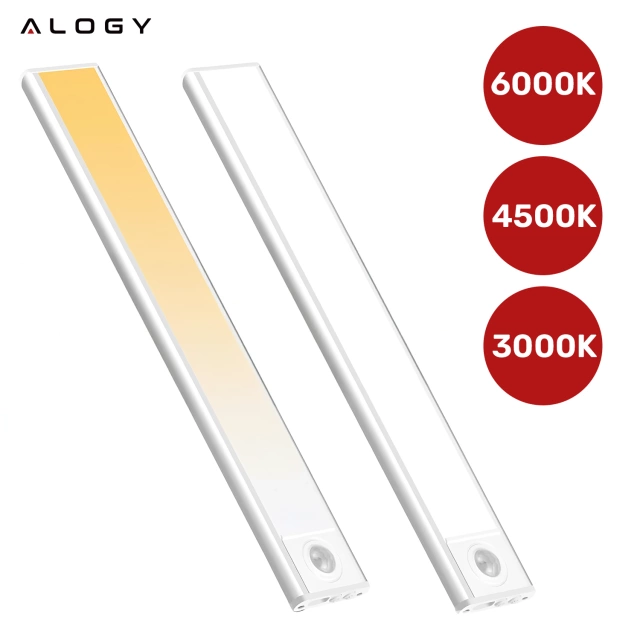 Lampka szafkowa z czujnikiem ruchu Listwa Alogy Motion Sensor LED Light 20cm do garderoby szafy kuchni Srebrna