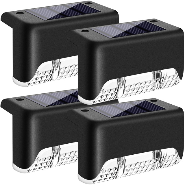 4x Lampa solarna ogrodowa LED na taras balkon schody balustradę z czujnikiem zmierzchu akumulator AAA zestaw 4 lampek